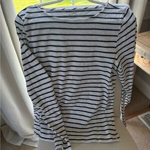 J. Crew Black and White Striped Long Sleeve Top